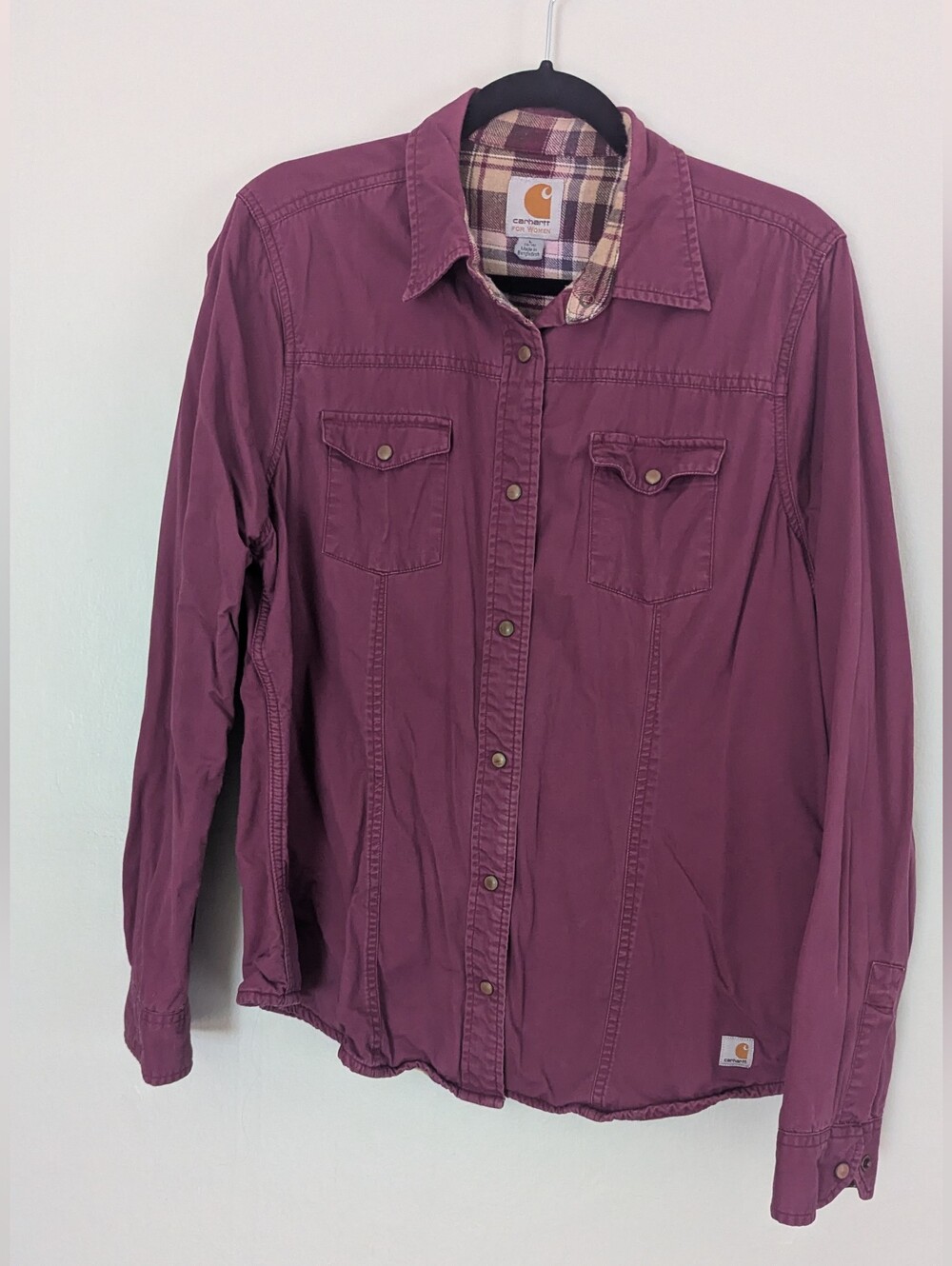 Carhartt Flannel Lined Canvas Shirt Jacket Sz Large